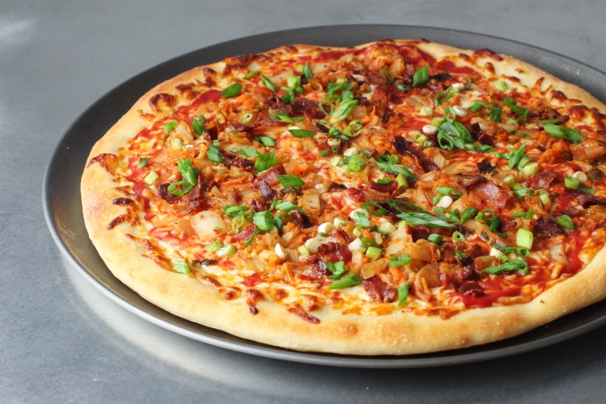 Kimchi and Bacon Pizza