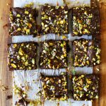 Dark Chocolate and Pistachio Brownies with Salted Caramel