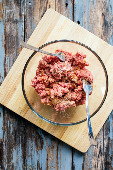 Chorizo Cheddar Burger Process