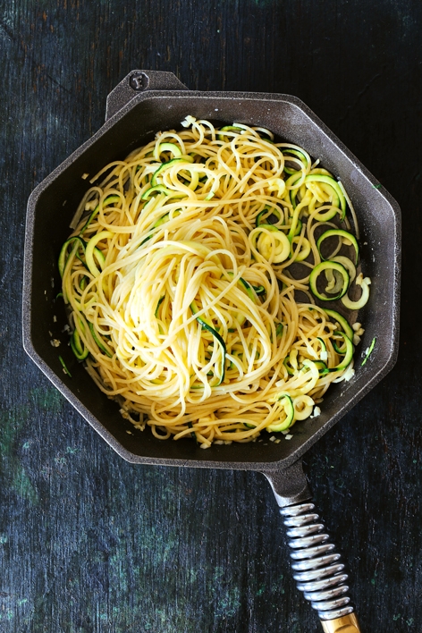 Spaghetti with Garlic and Zucchini Noodles