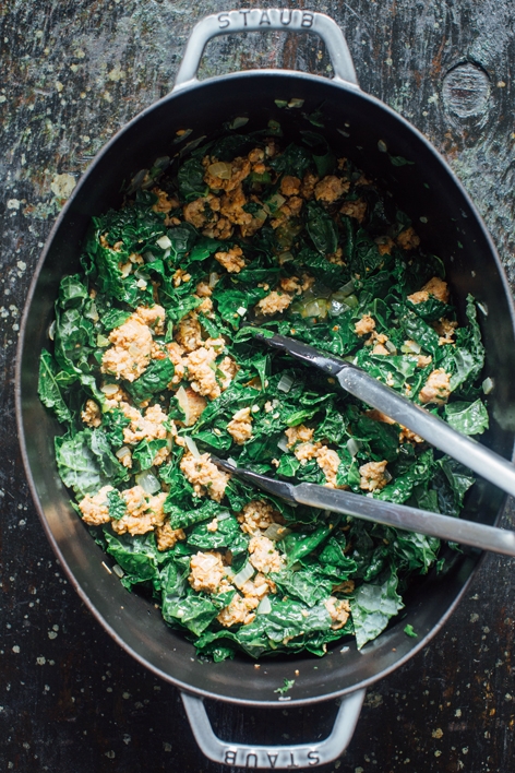 Kale and Sausage Cooking