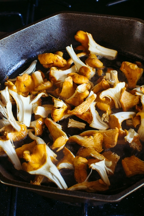 Sauteeing Chanterelle Mushrooms