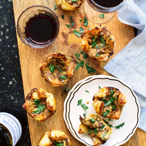 Blue-Cheese, Caramelized Onion and Pear Puffs