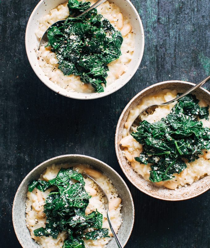 White Bean Risotto with Garlicky Greens
