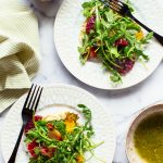 Arugula Salad with Hummus, Oranges and Roasted Beets