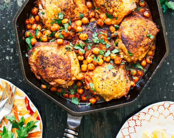 Pan-Seared Chicken with Harissa Chickpeas Recipe