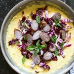 Baked Cheddar Polenta with Grilled Bratwurst and Radicchio