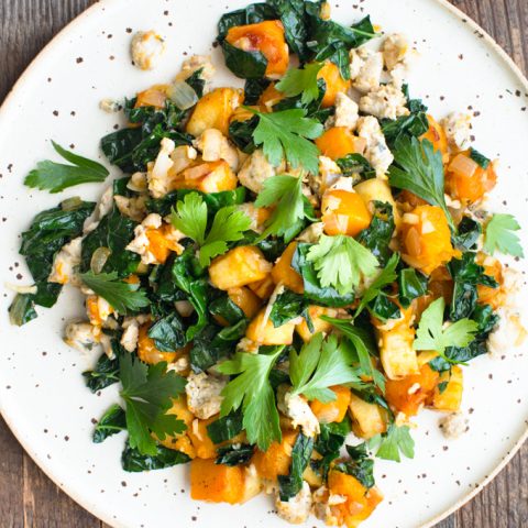 Butternut Squash, Sausage and Parsnip Hash