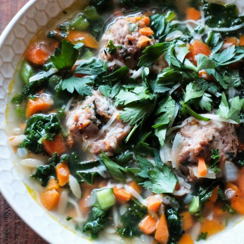 Turkey Meatballs, Kale and Orzo Soup Recipe