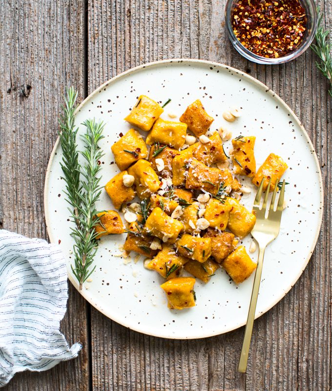 Pumpkin Ricotta Gnocchi with Rosemary Brown Butter Sauce