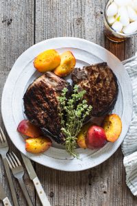 Sweet Tea Pork Chops with Grilled Peaches