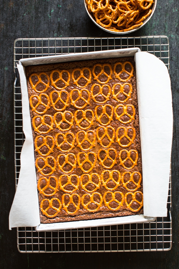 Salted Pretzel and Stout Brownies