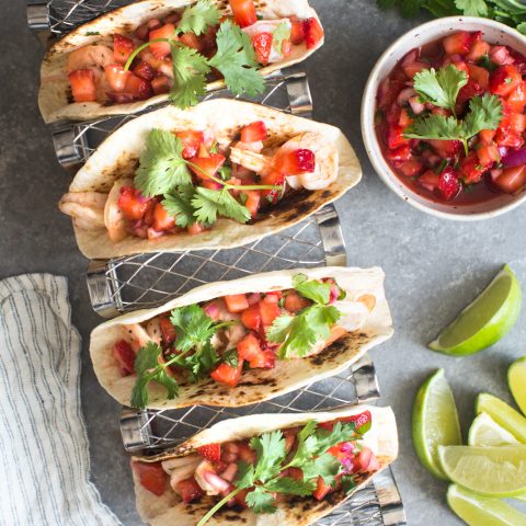 Shrimp Tacos with Strawberry Salsa