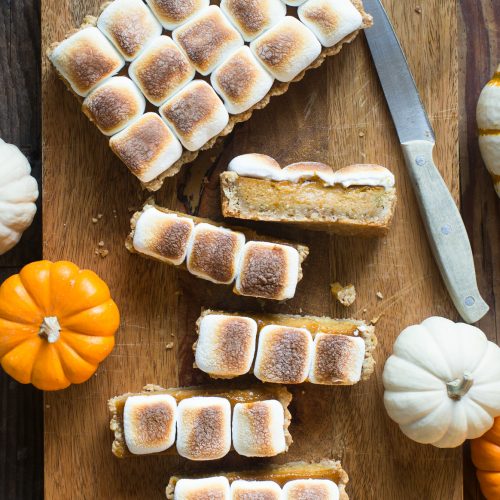 Pumpkin & Hazelnut Tart with Toasted Marshmallow