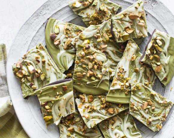 Double Chocolate Matcha Bark with Toasted Pistachios