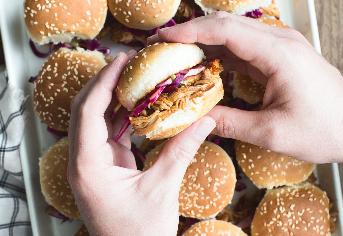 Instant Pot BBQ Chicken Sliders with Red Cabbage Slaw