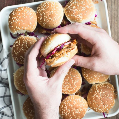 Instant Pot BBQ Chicken Sliders with Red Cabbage Slaw