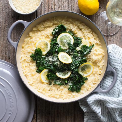 Meyer Lemon Risotto with Spicy Swiss Chard