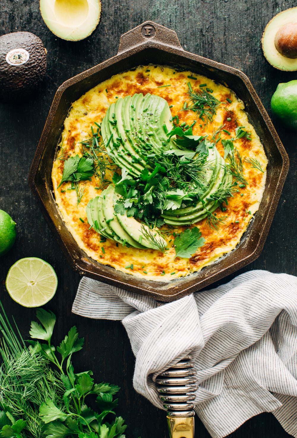 Sweet Corn Frittata with Avocado and Herbs