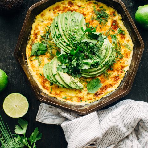 Sweet Corn Frittata with Avocado and Herbs