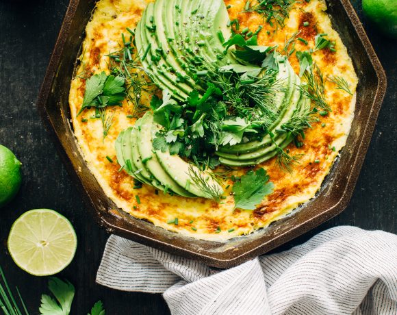 Sweet Corn Frittata with Avocado and Herbs