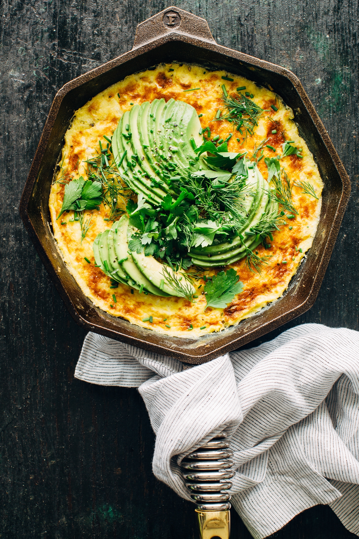 Sweet Corn Frittata with Avocado and Herbs