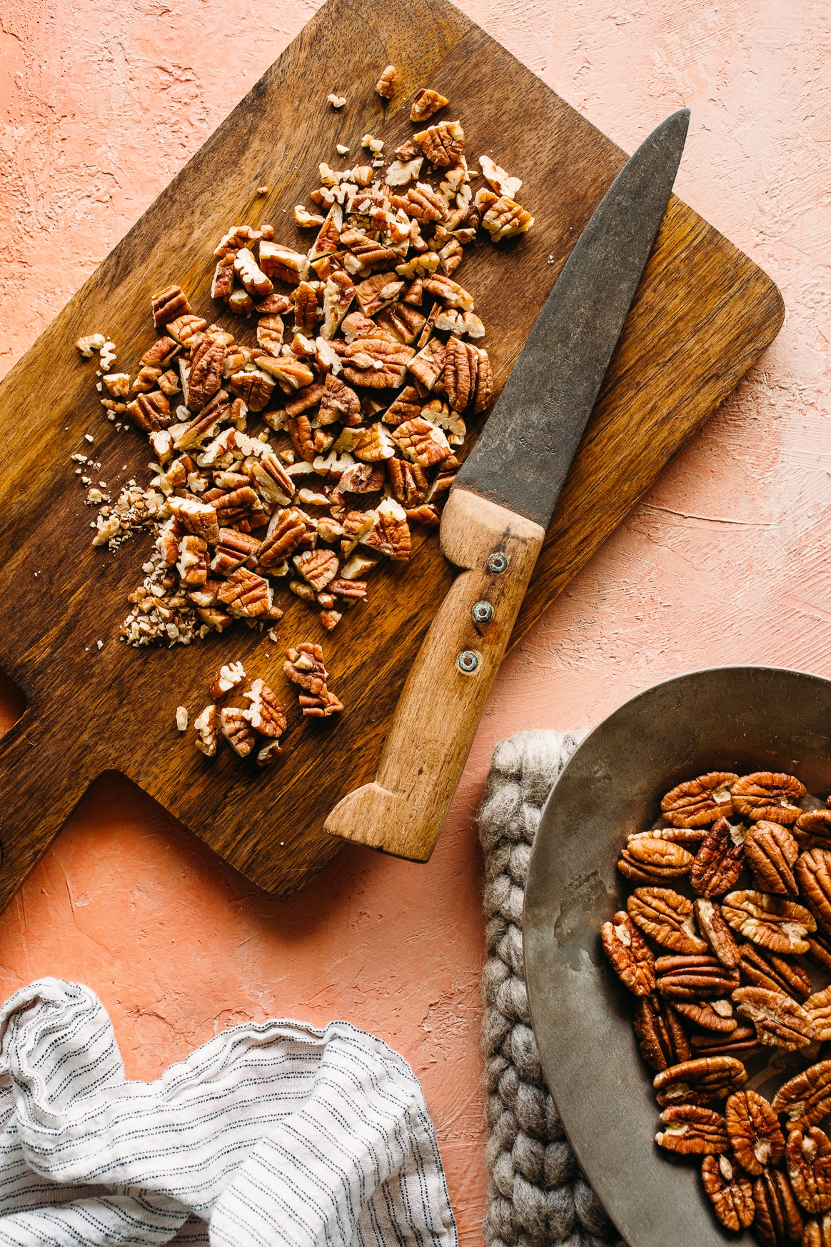 Chopping Toasted Pecans