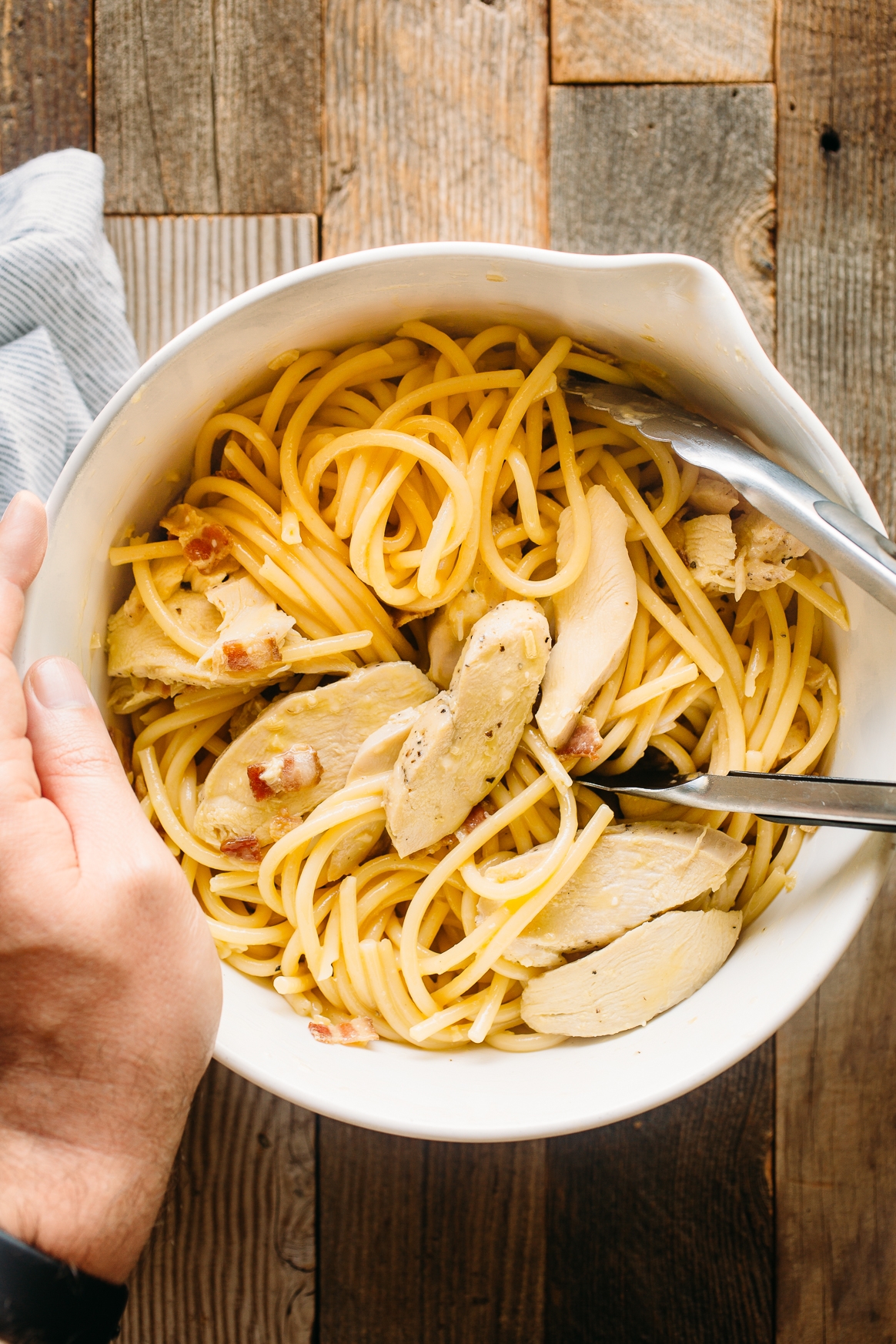 Tossing Chicken Carbonara