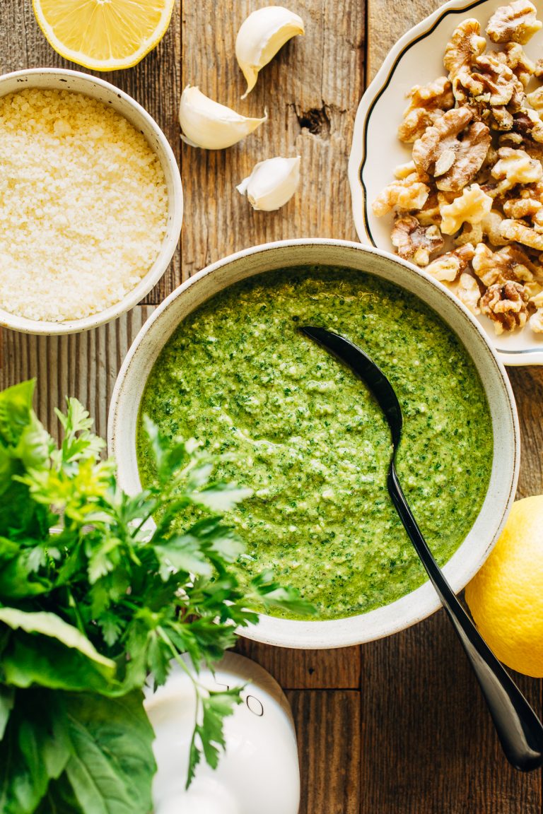 Easy Basil Walnut Pesto Recipe (with parsley too!) Kitchen Konfidence