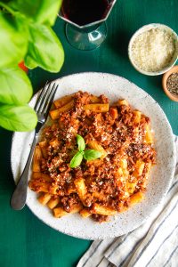 Chorizo Bolognese with rigatoni