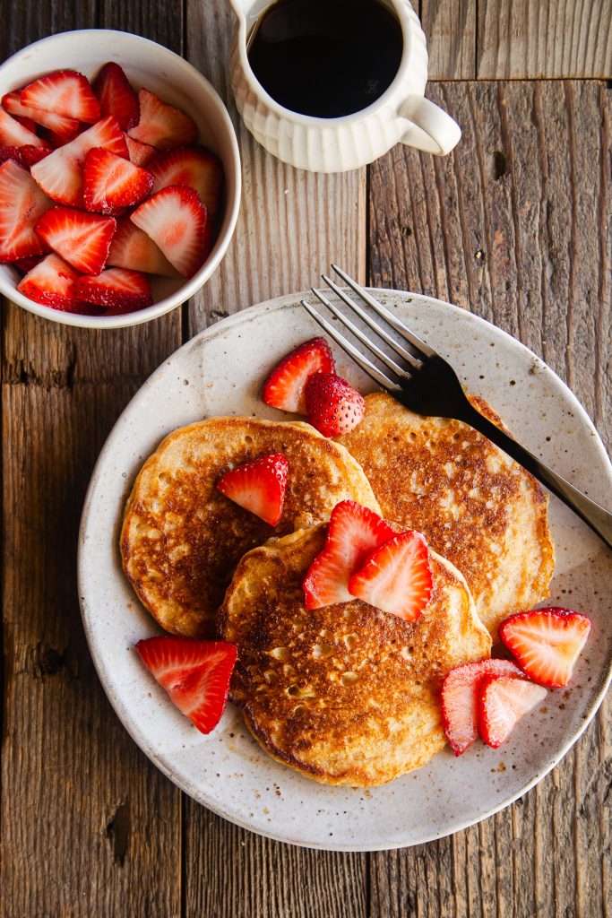 Whole Grain Pancakes with Strawberries